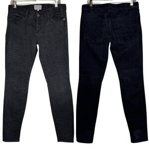 Current Elliott THE MOTO Skinny Stitched Motorcycle Jeans NIGHT Wash Black 29